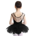 thumbnail image 2 of TiaoBug Kids Girls Mesh Spliced Ballet Tutu Dress Cutout Back Gymnastics Skirted Leotard Ballerina Dancewear Black 10, 2 of 7