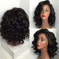 thumbnail image 4 of Riforla Black Brazilian Short Wavy Curly Parting High Temperature Fiber Wig Hair Wigs for Women Black_005, 4 of 5