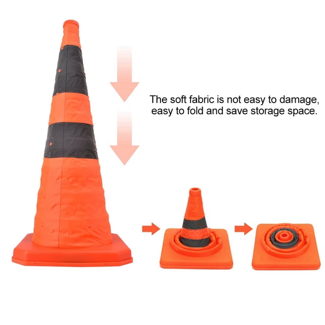 Conos plegables de tráfico por cartera de 70 cm con tira reflectante, sen conos de estacionamiento cono de seguridad reflectante emergente multiusos para equipos de vehículos