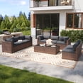 thumbnail image 2 of YardCache 10-Piece Outdoor Patio Sectional Sofa Set, All-Weather Wicker Rattan Furniture with Coffee Table & Waterproof Cover (Grey), 2 of 8