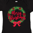 thumbnail image 4 of Inktastic Merry Christmas Wreath with Red Bow and Ornaments Boys or Girls Baby Bodysuit, 4 of 5