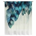thumbnail image 2 of Turquoise Feather Sheer Curtains 45 Inches Long, Abstract Beige Peacock Feather Light Filering Curtains, Breathable Simi Curtain Privacy Drapes for Kitchen Bathroom Lightweight Small Window Treatment, 2 of 9