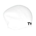 thumbnail image 2 of TYR Adult Silicone Long Hair Swim Cap - Wrinkle-Free, Low-Drag Cap for Long Hair, White, 2 of 2