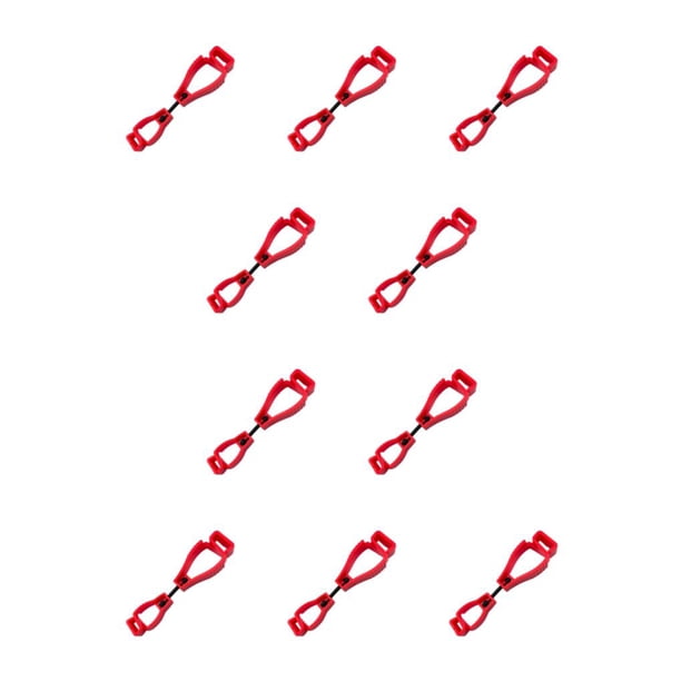 Riwesomey Glove Grabber Clip Clips antipérdida multipropósito Guantes antideslizantes de plástico Keeper Labor Workers Bomberos Gardens Red Rojo 10piezas