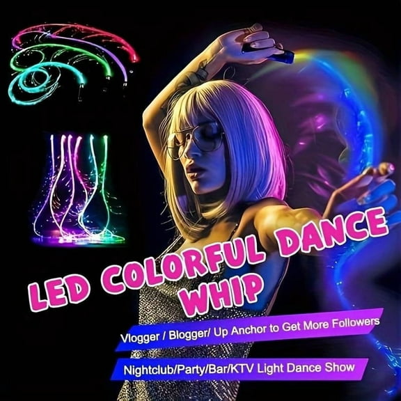 LED Fiber Optic Whip - Usb Rechargeable 7-Color Light for Rave & Stage Shows