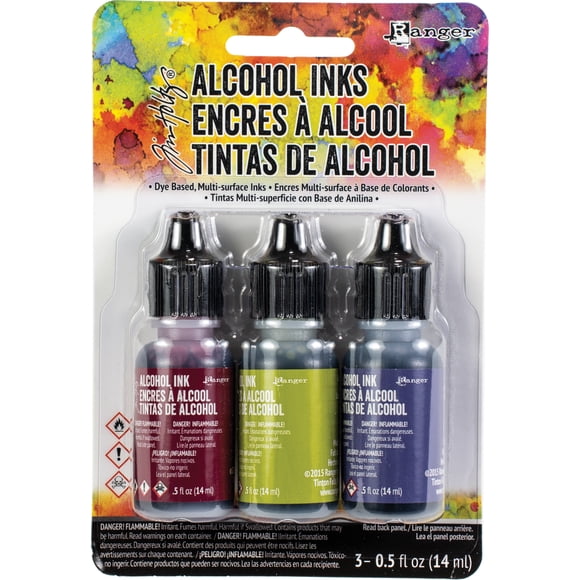 Tim Holtz Alcohol Ink .5oz 3/Pkg-Farmers Market-Cranberry/Lettuce/Eggplnt