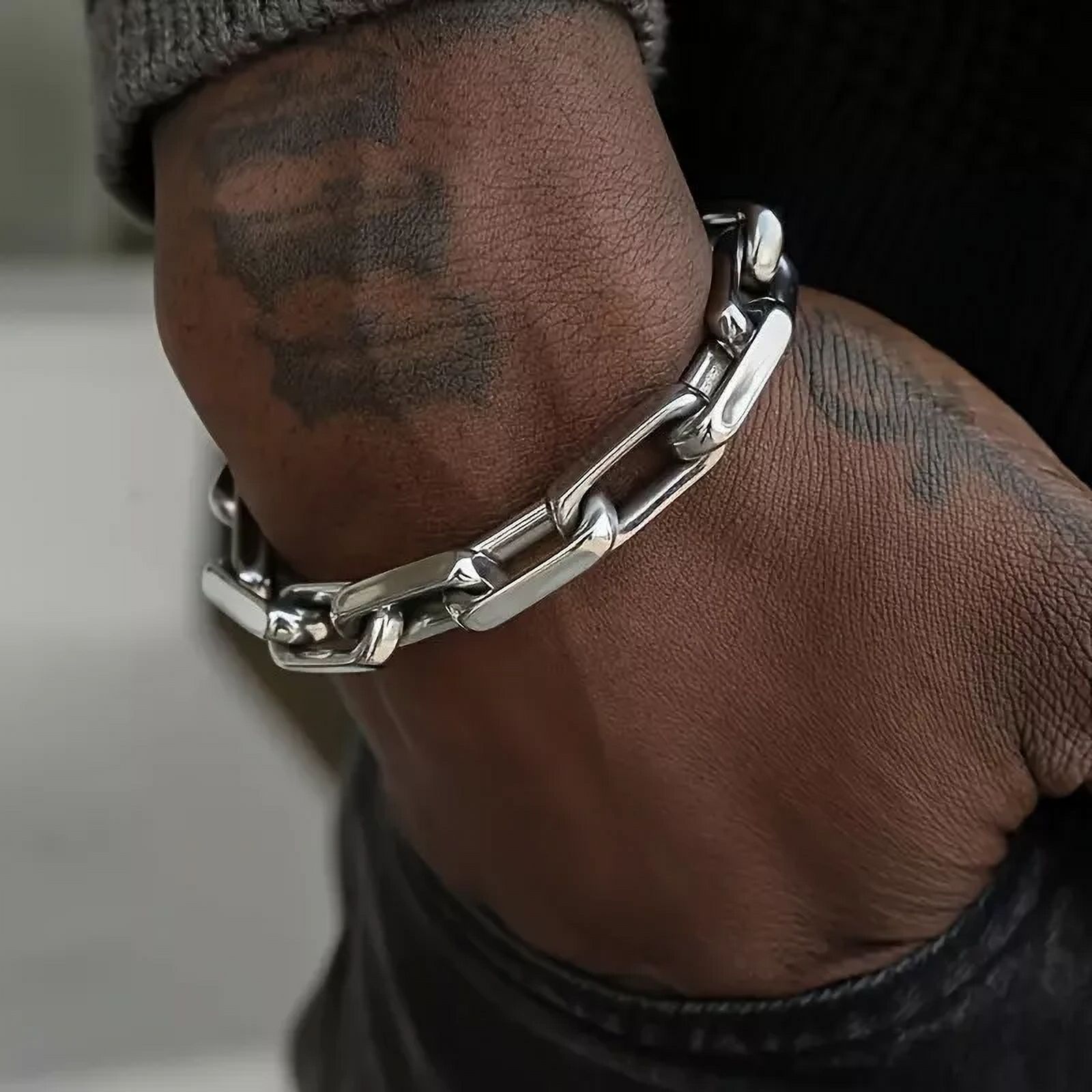 Hip-Hop Bracelet 14K White Gold Plated Size 8" in 925 Sterling Silver