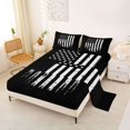 thumbnail image 2 of Manfei Vintage American Flag Queen Sheets,White Black Queen Sheet Sets,4pcs,1 Flat Sheet, 1 Fitted Sheet and 2 Pillowcases, 2 of 6