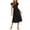 Black, variant on Womens Dresses Summer Solid Color Short Sleeve Tie-Front Dress Pleated A-Line Sundress Black M