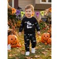 thumbnail image 2 of RUINIXCW Toddler Girl Boy Halloween Outfit Long Sleeve Crew Neck Letters Pumpkin Embroidery Sweatshirt and Jogger Pants Set, 2 of 9