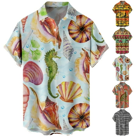 

Big & Tall Men Collared T-Shirts Tropical Summer Tops for Men Women