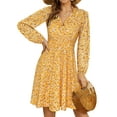 thumbnail image 3 of UVN Fall Dresses for Women Long Sleeve V Neck A-Line Midi Dress Boho Beach Floral Print Sundress, 3 of 8