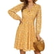 thumbnail image 2 of UVN Vestidos de Otoño para Mujer, Vestido Midi de Manga Larga con Cuello en V y Corte a, Vestido Veraniego con Estampado Floral de Playa Boho, 2 of 7
