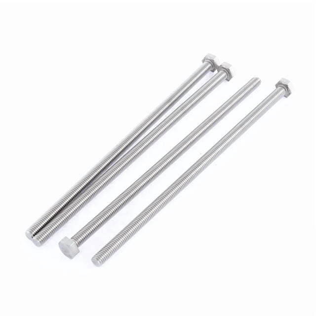 M6 x 150mm Perno tornillo de cabeza hexagonal roscado totalmente acero inoxidable 4pzs