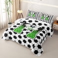 thumbnail image 3 of Erosebridal Personalized Initial M Soccer Print Quilt King for Boys Girls,Teens Green Glitter Print King Coverlet Set, 3 of 7