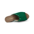 thumbnail image 4 of BLISSFUL STEP Chaussures pour Femmes à Plateforme à Talons Épais à Bout Ouvert à Rivets en Faux Suède Sandales à Enfiler Vert 10, 4 of 7
