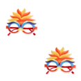 thumbnail image 2 of Wosthever Marco de anteojos de pluma DIY, gafas decorativas de carnaval, bola divertida, suministros para fiesta de disfraces, gafas amarillas Amarillo naranja 2piezas, 2 of 6