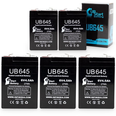 5x Pack - Compatible Dual Lite 12361 Battery - Replacement UB645 Universal Sealed Lead Acid Battery (6V  4.5Ah  4500mAh  F1 Terminal  AGM  SLA) - Includes 10 F1 to F2 Terminal Adapters price history on PriceWatchPro