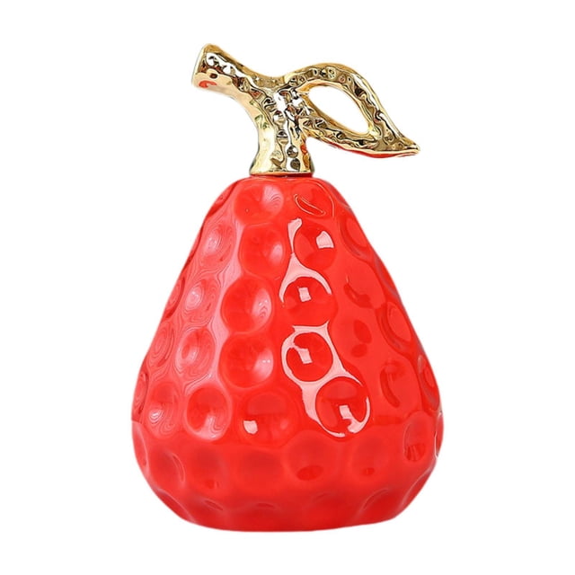 Estatua de pera Escultura de fruta artificial Centro de mesa de escritorio Figura de cerámica para Rojo