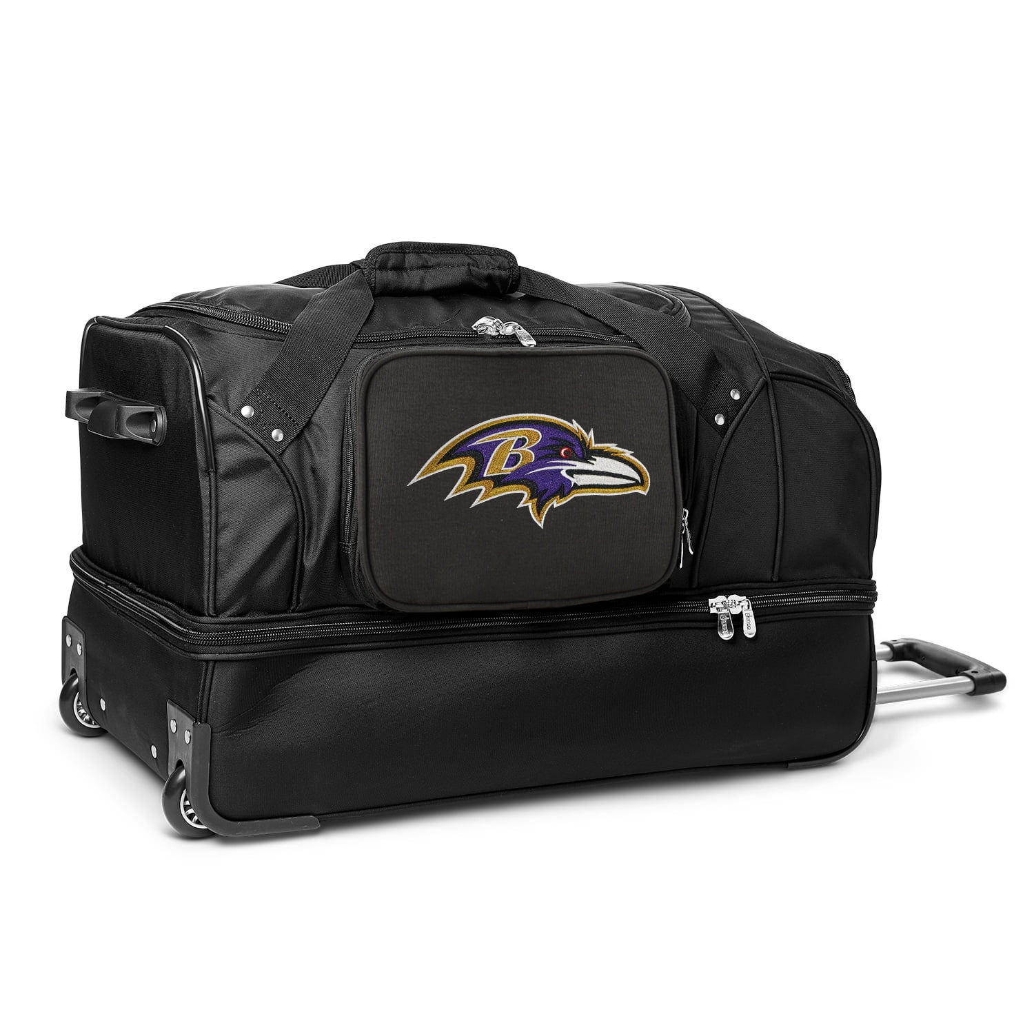 MOJO Baltimore Ravens Black 27'' 2Wheel Drop Bottom Rolling Duffel Bag