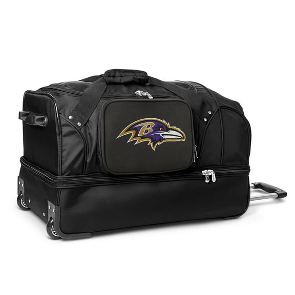 MOJO Baltimore Ravens Black 27'' 2-Wheel Drop Bottom Rolling Duffel Bag