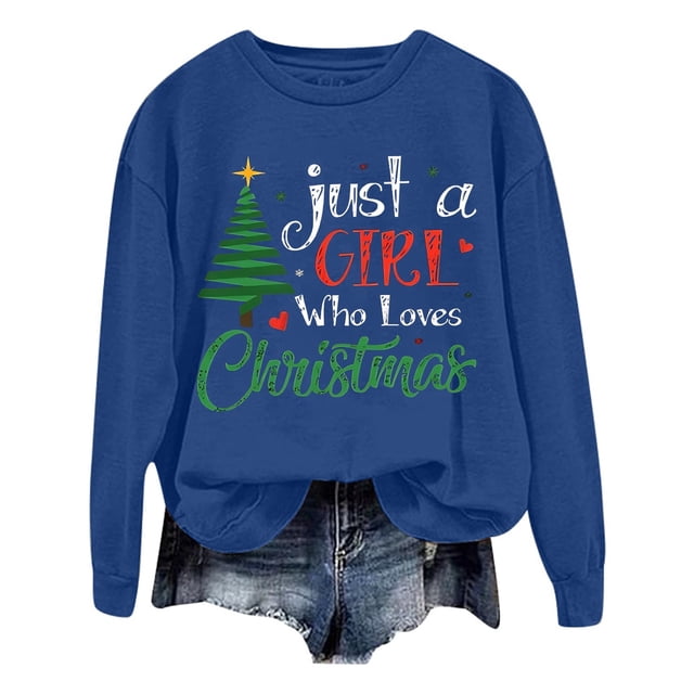 WEAIXIMIUNG Sweat à Capuche pour Femmes Mode de Noël Imprimé Arbre de Noël Lettre Manches Longues Col Rond