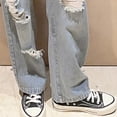 thumbnail image 6 of EnJoCho Kids Girls Jeans Elastic Waist Cool Ripped Washed Denim Wide Leg Age 5-15 Years Distressed High Waist Trendy 𝖸2𝖪 Vintag𝖾 Skinny Mom Jeans Flare Bootcut Streetwear, 6 of 8