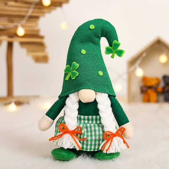 1PC St. Patricks Day Gnome Plush Doll Handmade Irish Elf Scandinav Home Ornaments Tabletop Green Leprechaun Clover Figurines Gifts Decor Spring Decoration