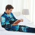 thumbnail image 6 of Yiaed Hawaiian Beach Pirate Moon Print Men’s Pajamas Set - Long Sleeve Button Down Sleep Shirt and Pajama Bottoms Sleepwear Set Mens Pjs Sets Men's Pajama Bottoms-Small, 6 of 7