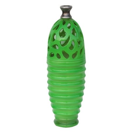 Northlight 15" Shiny Cutout Outdoor Patio Bottle Vase - Green/Gray