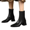 thumbnail image 3 of NECHOLOGY Botas Mujer Adulto Femenino Zapatos Botines para mujer Botines de de otoño e invierno para mujer, tacón grueso, tacón medio, Color sólido, cremallera lateral, cómodos (Black, 7.5), 3 of 7