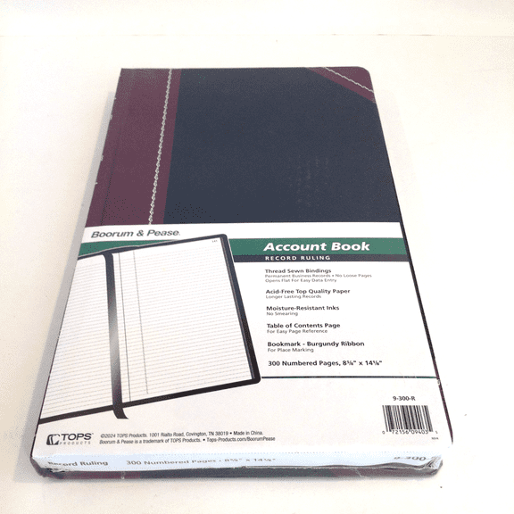 Boorum & Pease 9300R Account Record Journal Black/Red 300 Pages 14 1/8" x 8 5/8"