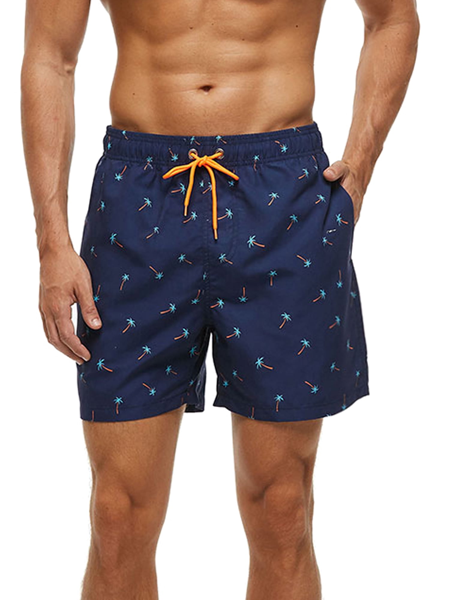 Anchors Pattern On Blue White Stripped Boy Swim Trunks Summer Quick Dry Beach Shorts with Pocket 