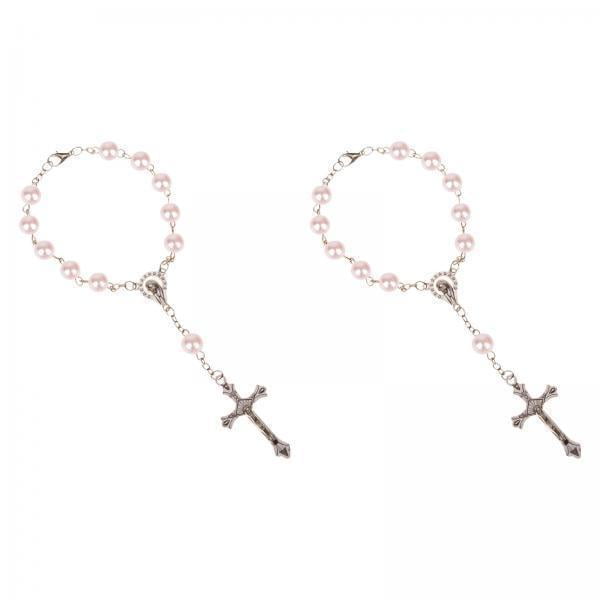 Pulsera de cruz religiosa,Pulsera de cruz religiosa Colgante de joyería clásico,Pulsera de cuentas de cruzado Encanto de estilo vintage,Pulsera de cruz con crucifijo de Jesús