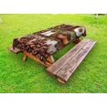 thumbnail image 1 of Brown Outdoor Tablecloth, Collage of Coffee Beans in Cups and Bags with Green Leaves on Wooden Table Photo, Decorative Washable Fabric Picnic Tablecloth, 58 X 104 Inches, Brown Green, by Ambesonne, 1 of 2