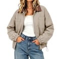 thumbnail image 2 of Mifsaly Womens Lightweight Bomber Jacket Zip Up Collared Coat Comfortable Trendy Boyfriend Street Style Fall Outfits with Pockets, 2 of 6