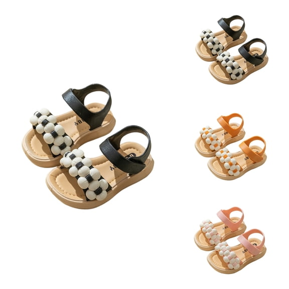 Thickened Soft Sole Girls' Sandals, Children Baby Princess Beach Sandals for Summer, Black 6.5 Toddler