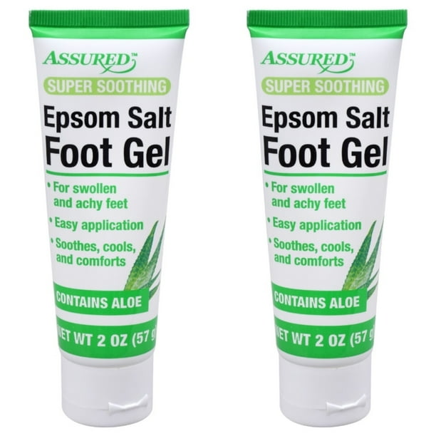 2 Assured Epsom Salt Foot Gel Soothing, For Swollen Achy Feet, With