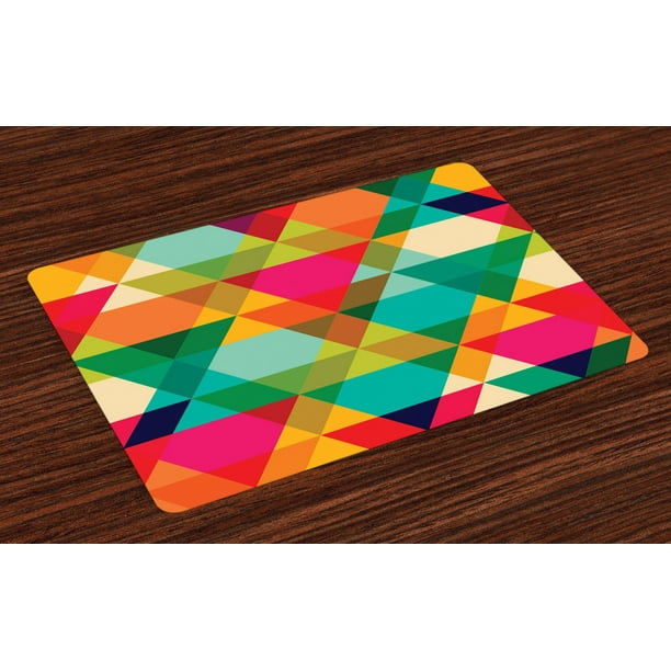 Geometric Placemats Set of 4 Abstract Geometric Pattern Vintage