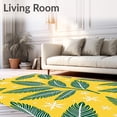 thumbnail image 2 of ODIKA 3'x5' Machine Washable Non-Slip Area Rug, Evergreen Branch Flourish Adorned with Stylized Flurries High Traffic Rug with Pad, Yellow, 630051, 2 of 8