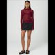thumbnail image 5 of Camisetas de Larga Transparentes para Mujer, de Transparente, Ajustadas, con Ribete Festoneado, Blusas y Conjuntos Superiores Vino Tinto M, 5 of 8
