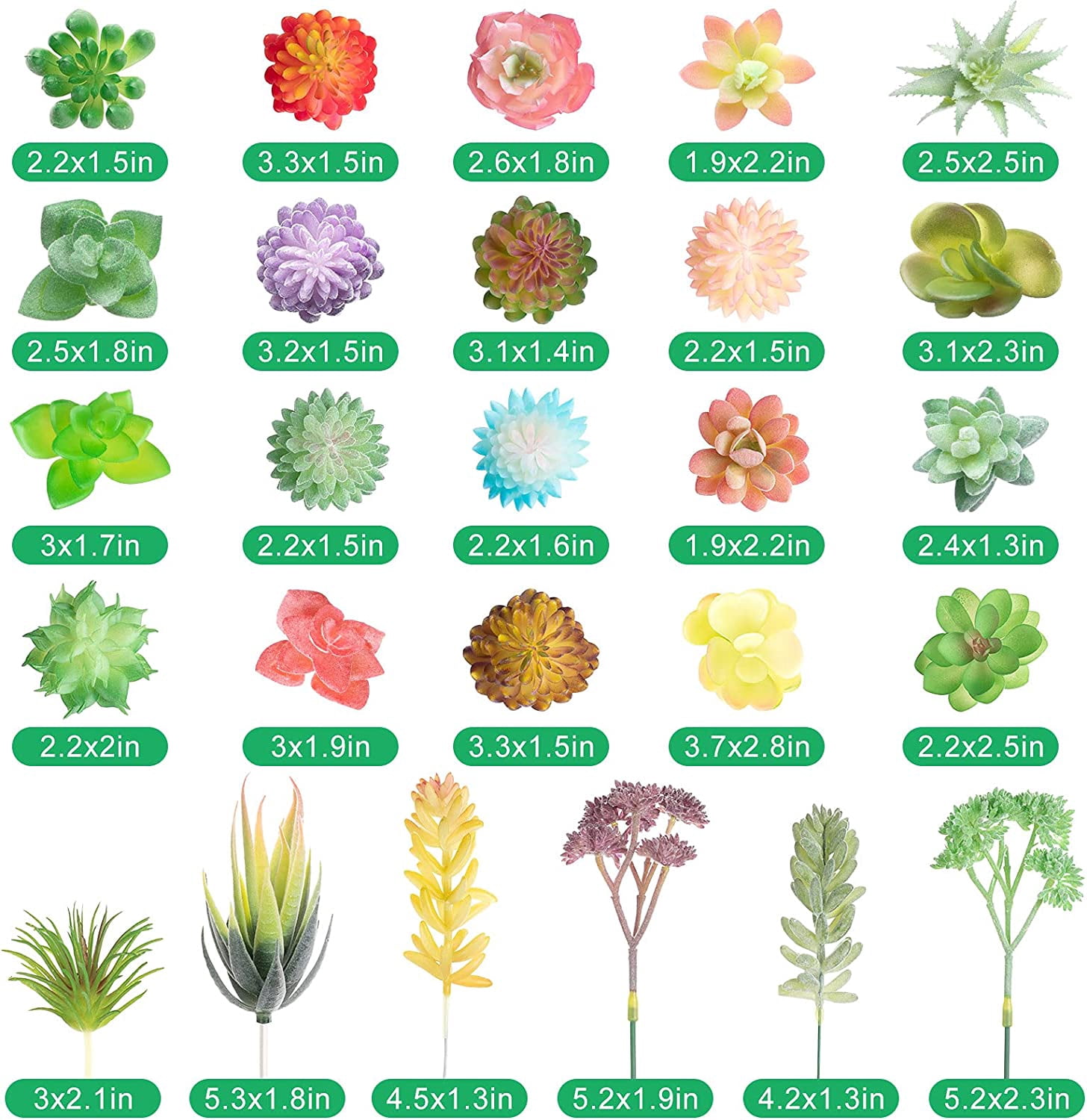32 Pieces Mini Artificial Succulents Unpotted Realistic Fake Plants Colorful Faux Small Cactus for Garden Flower Kitchen Home Decor