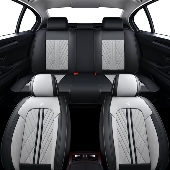Fit for Toyota Matrix 2004 Seat Cover, Black and Gray Car Seat Covers, Faux Leather 5 Seats Full Set Anti-Slip Lining Easy to Clean & Maintain, Upgrade the Car's Interior