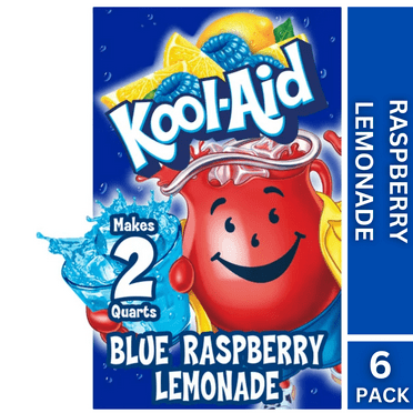 6 Pack Delicious Blue Raspberry Lemonade Kool-Aid Unsweetened  Artificially Flavored Powdered Drink Mix.