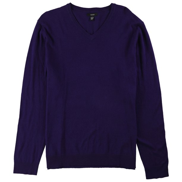 Alfani suéter de punto con cuello en V para hombre, morado, pequeño