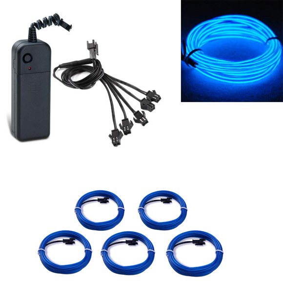 ABALDI EL Wire Neon Light Portable Battery Powered Electroluminescent Wire Pack Drivers High Brightness for Xmas Party Decoration(5x1m,Blue)