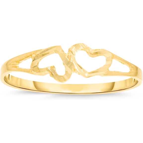 Floreo 10k Yellow Gold 4.5mm Thin Double Hearts Filigree Ring