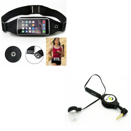 Black Sports Running Workout Waist Bag Belt Case w Retractable Headset MONO Hands-free Earphone w Mic Q2G for HTC Desire EYE, One E8 A9, 816 626s 626 612 555 530 526 516 512 (Best 6 1 2 Speakers)