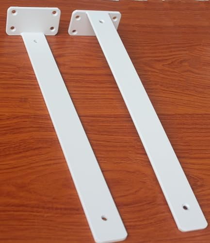 12 Pack - 16 inch White Hidden L Shelf Bracket (1/5 Inch Thicked) Iron Floating Shelf Brackets Rustic Industrial Metal Brackets for Shelf Support