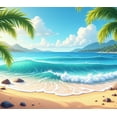 thumbnail image 4 of Tropical Palm Trees Beach Scene Ocean View Relaxation Banner for Vacation Home Decor Wedding Party, 4 of 7